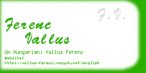 ferenc vallus business card